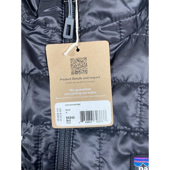 NWT Patagonia Men’s Nano Puff Vest Black Embroidered Quest Nutrition Logo Size M - Picture 4 of 16